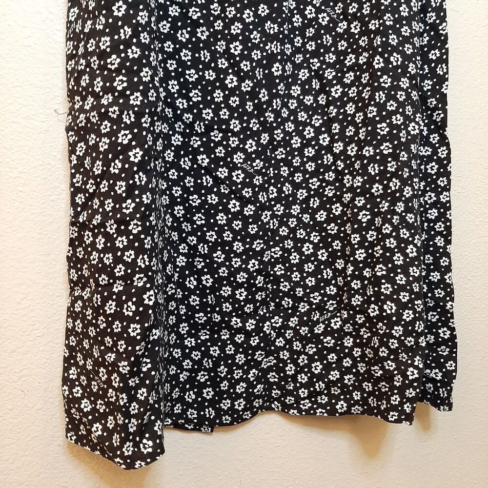 NEW AFRM Nordstrom Madsen Dress Black Women Size M Long Sleeve Ditsy Floral Slit - Picture 12 of 14